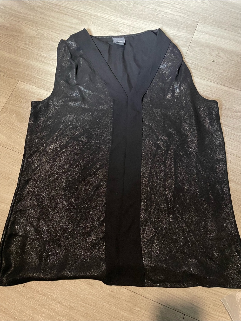 Covington Black Sleeveless V-Neck Shimmer Top